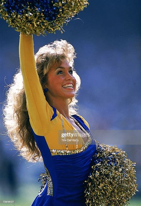 a close up of a los angeles rams cheerleader mandatory credit tim news photo getty images