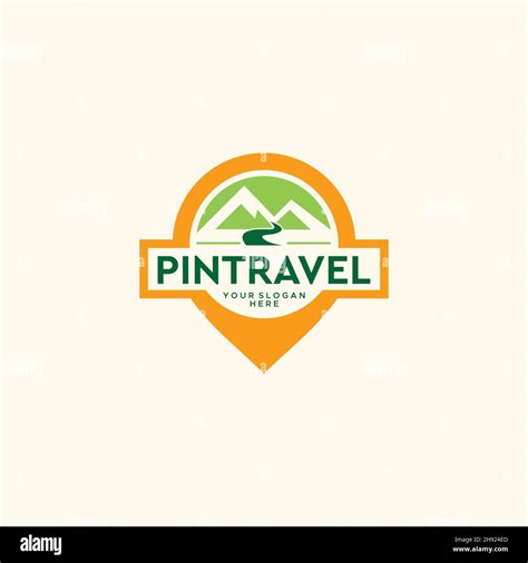 Modern Pin Travel Road Street Mountain Logo Design Stock Vector Image