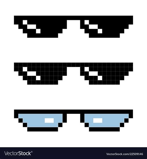 Set Glasses Pixel In Art Style Glasses Pixel Icon Vector Image