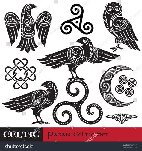 Celtic Magic Set Celtic Horned Moon Celtic Owl Celtic Raven