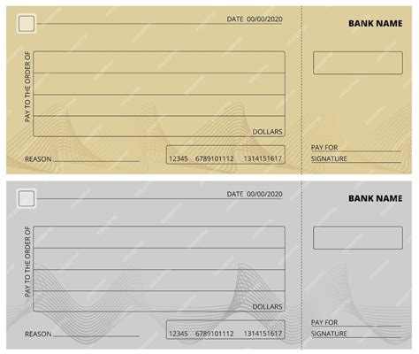 Plantilla De Cheque Vacía Diseño De Talonario De Cheques Empresarial