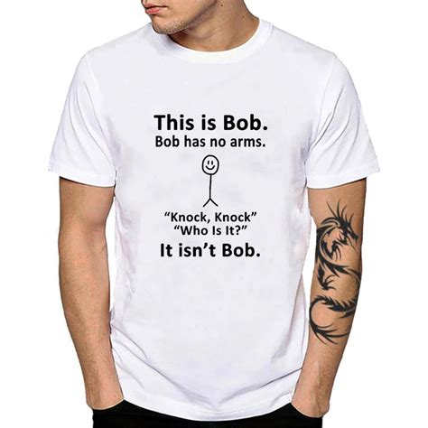 This Is Bob T Shirt For Men Has No Arm Joke Phrase Short Sleeve Summer Top 100 Cotton Funny Bob