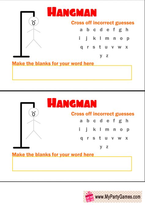 Free Printable Hangman Game Templates Hangman Game Spelling For Kids