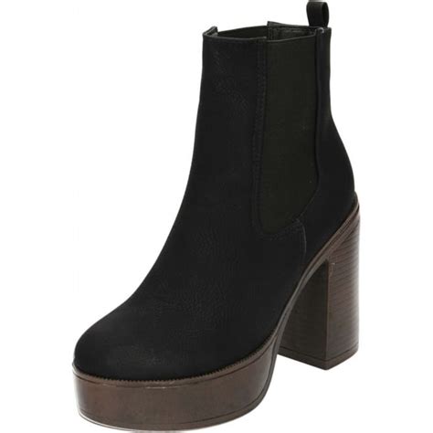 jwf chunky block heel platform chelsea retro 70s ankle boots black ladies footwear from jenny