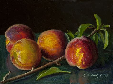 Wang Fine Art Peaches Original Oil Painting Daily Painting A Painting