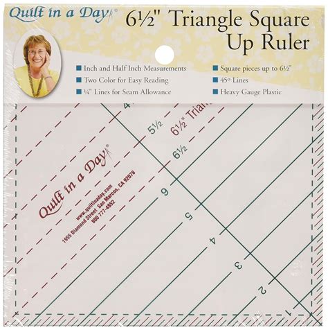 Quilt In A Day 6 12 Inch By 6 12 Inch Triangle Square Up Ruler Ebay