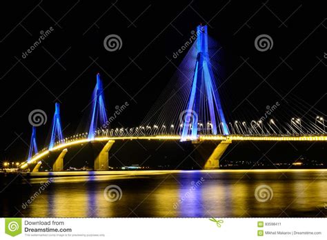 Rio Antirio Bridge One Of The The World`s Longest Cable Stock