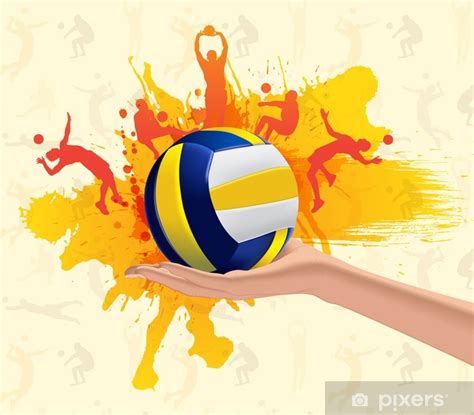 Poster Abstract Grungy Background With Volleyball Pixersuk