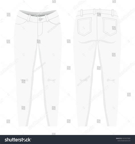 Womens White Jeans Front Back Views Stock Vector Royalty Free