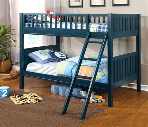 Dark Blue Twin Over Twin Bunk Bed Affordable Home Furniture