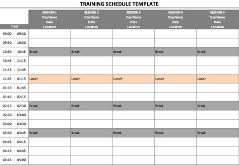 Training Schedule Template The Spreadsheet Page Onboard New