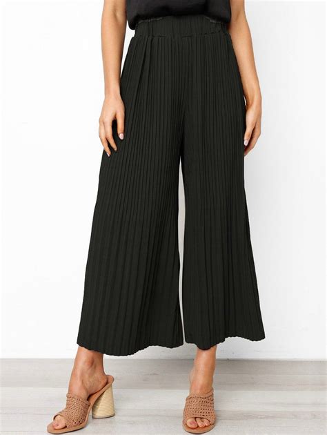 17 Off 2021 High Waisted Pleated Wide Leg Pants In Black Dresslily