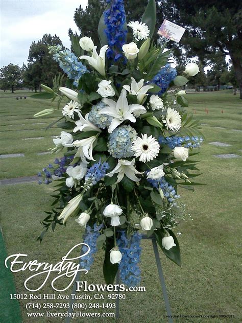 Traditional funeral flowers for men tend to be stylized arrangements in colors widely considered to be masculine (or neutral) such as red, blue. funeral flowers - Don't love these whites but these bluish ...