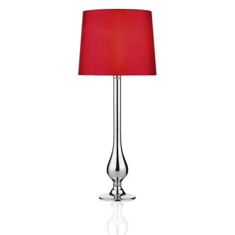 Dillon Dil Table Lamp Silver Glass With Red Shade
