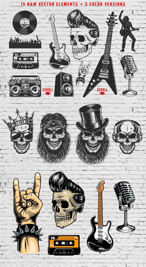 Rock & Roll designs Bundle | Rock and roll tattoo, Rock n roll art, Rock n roll tattoo