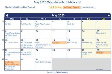 Print Friendly May 2023 New Zealand Calendar For Printing