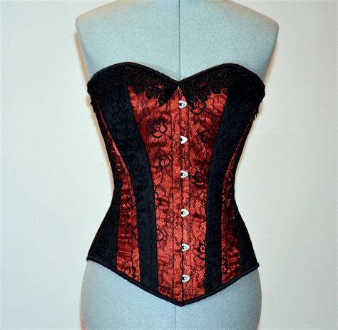 Classic Satin Overbust Authentic Corset With Lace Steel Boned Corset