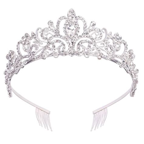 didder silver crystal tiara crowns for women girls princess elegant crown with combs women s