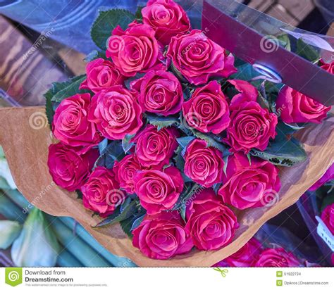 Vibrant Red Roses Bouquet Stock Photo Image Of Bouquet 51922734