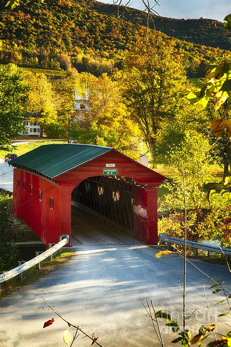 Vermont Covered Bridge Fall Scenic Photograph By George Oze