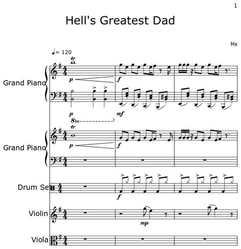 Hell S Greatest Dad Sheet Music For Piano Drum Set Violin Viola