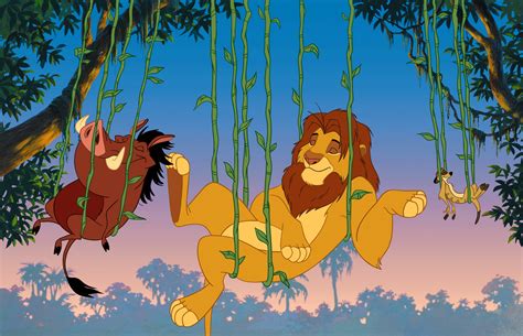 Pumbaa And Simba Are Hanging In A Tree The Lion King Wallpaper