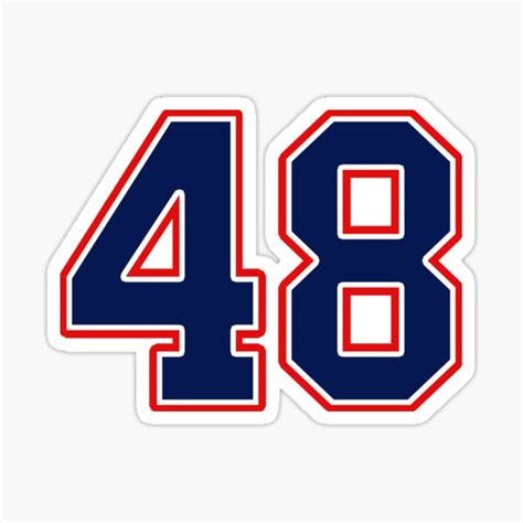 Number Forty Eight 48 Sports Jersey Sticker For Sale By Msbdesign