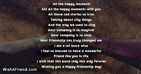 All The Happy Moments Friendship Day Poem