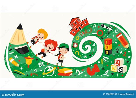 Education Concept With Cartoon Character Stock Vector Illustration Of