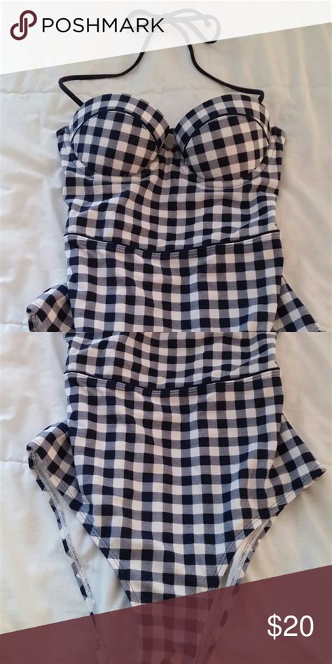 Aerie Blue And White Plaid Bathing Suit Blue And White Plaid One Piece