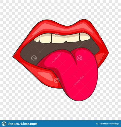 Open Mouth With Red Female Lips And Tongue Icon Stock Vector