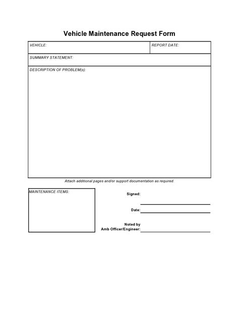 Maintenance Request Form Template Excel