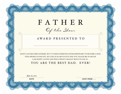 Free Printable Fathers Day Certificate