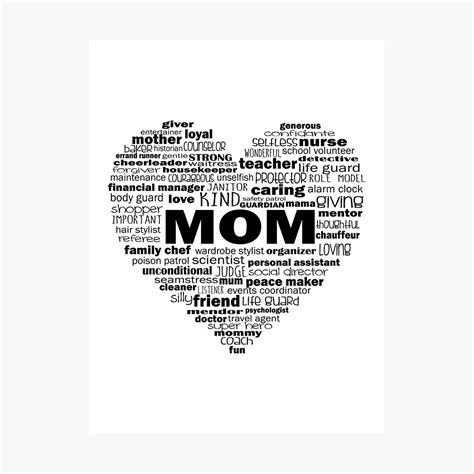 Heart Mom Words In Black Photographic Print By Jitterfly Redbubble