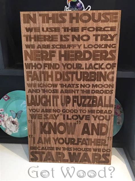 Wooden Sign Star Wars In This House We Do Star Wars Laser Etsy