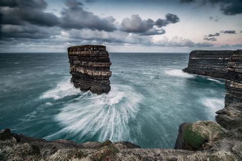 Hd Wallpaper Sea Stack Under The Cloudy Sky Long Exposure Cliff