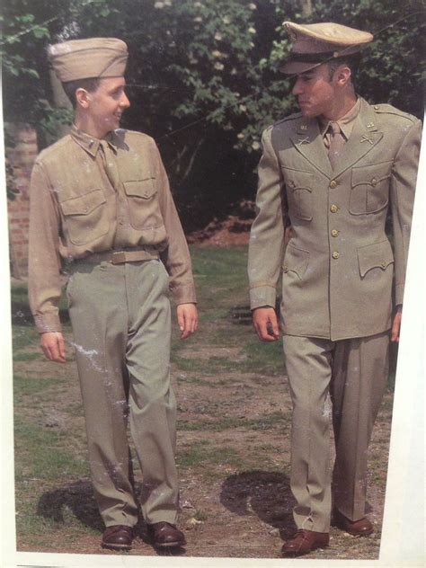 Two First Lieutenants Of Infantry Wearing Summer Tropical Worsted Khaki Gabardine Uniforms