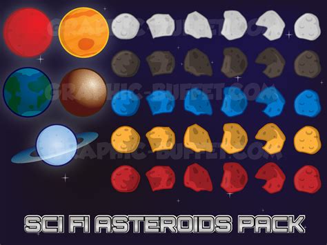 Asteroids 2d Assets Pack Space Shooter Game Graphics Space Assets