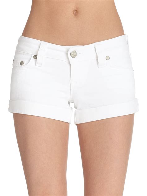True Religion Allie Cuffed Stretch Denim Shorts In White Lyst