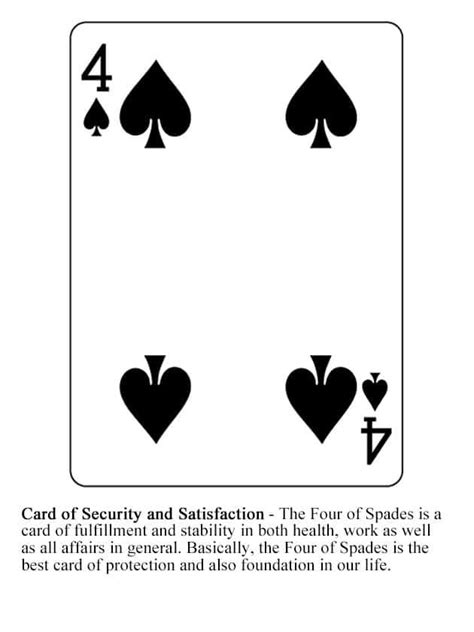 Stamp duty, an idea imported to england by charles i, was extended to playing cards in 1711 by queen anne and lasted until 1960. Four of Spades | Cards, Cartomancy, Reading tarot cards