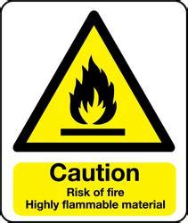 Fire Safety Signage Caution Risk Of Highly Flammable Material Sign By