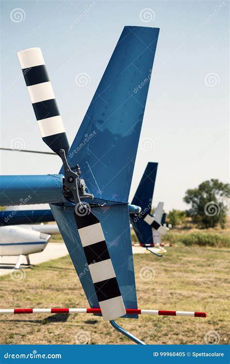 Row Of Tail Rotors Of Robinson Helicopters 3 Stock Image Image Of