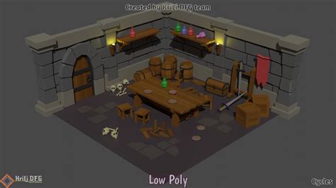 3d Model And Timelapse Scene Dungeon Low Poly Dungeons Room On