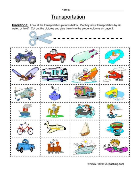 Transportation Kindergarten Worksheet