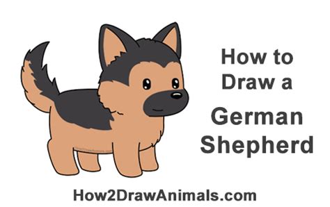 How To Draw A German Shepherd Puppy Dog Cartoon Video