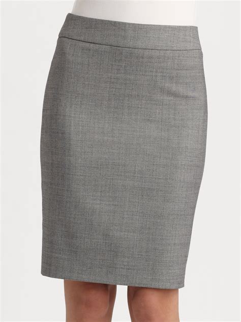 Armani Melange Wool Pencil Skirt In Gray Lyst