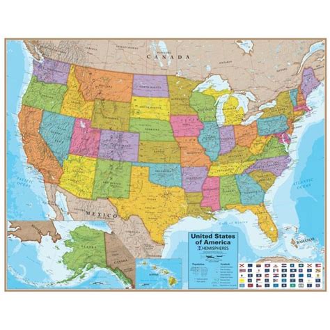 United States Of America Laminated Wall Map By Round World Products Map