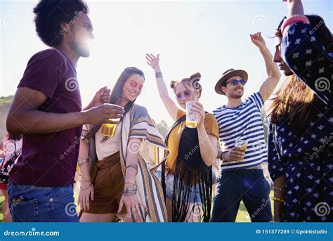 Group Of Young People Chilling Outside Stock Image Image Of