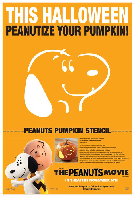 The Peanut Movie Snoopy Pumpkin Stencil