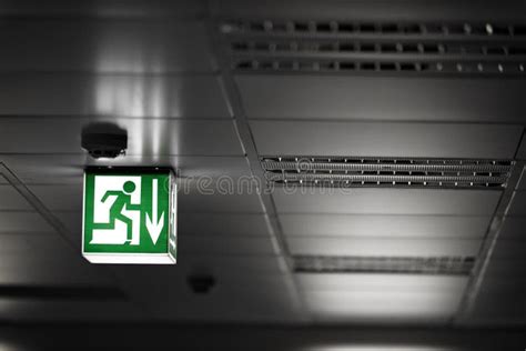 Exit Sign On The Wall Stock Image Image Of Arrow Figure 34967547
